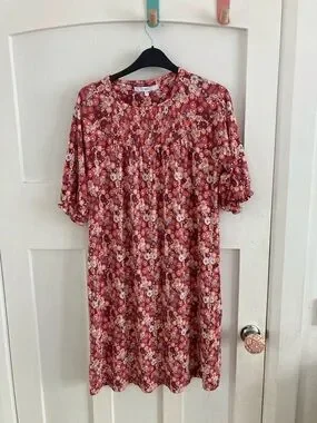 None | Dresses | Floral Smocked Shift Dress In Rust Pink | Poshmark